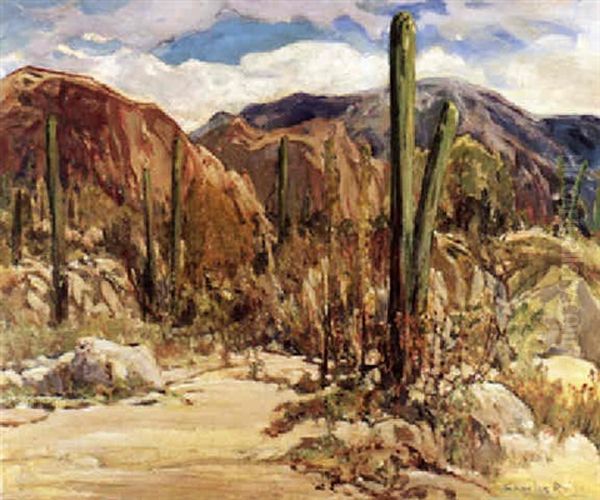 Giant Cacti, Arizona Oil Painting by Charles Reiffel