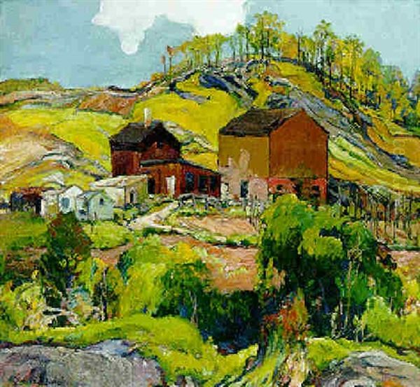 Hilly Landscape With Houses Oil Painting by Charles Reiffel