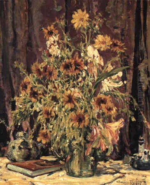 Still Life With Flowers In A Vase Oil Painting by Charles Reiffel