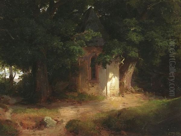 Blick Auf Ein Kapellchen Am Waldesrand Oil Painting by Karl Theodor Reiffenstein