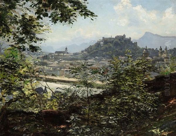 Blick Auf Salzburg Oil Painting by Leo Reiffenstein