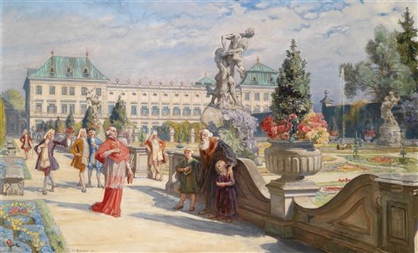 Im Schlossgarten Von Mirabell, Salzburg Oil Painting by Leo Reiffenstein