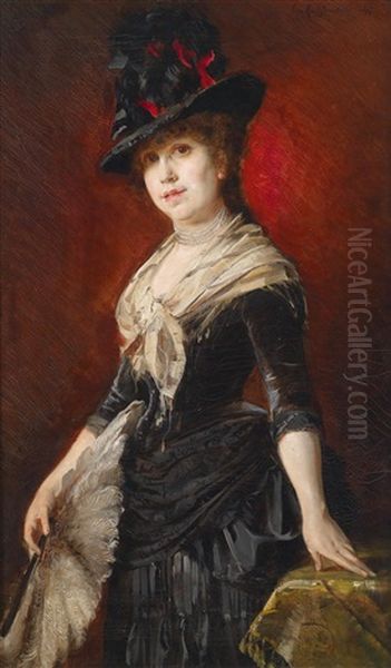 Portrait Einer Jungen Dame Oil Painting by Leo Reiffenstein