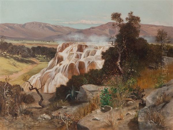 Pamukkales Travertine Terraces, Turkey Oil Painting by Paul Reiffenstein