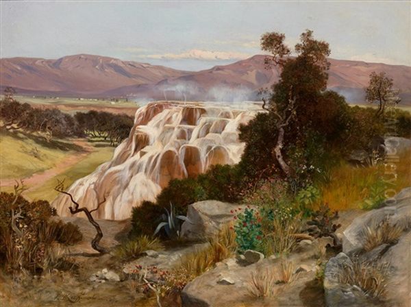 Blick Auf Die Sinterterrassen Von Pamukkale (turkei) Oil Painting by Paul Reiffenstein