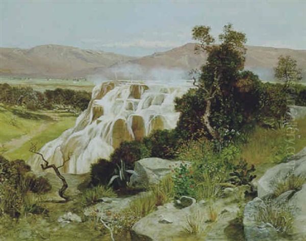 Die Heisen Quellen Von Pamukkale, Turkei Oil Painting by Paul Reiffenstein