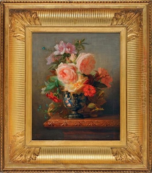 Bouquet De Roses Oil Painting by Jean Marie Reignier