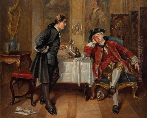 Der Verwalter Beim Eingenickten Schlossherrn Oil Painting by Henricus Engelbertus Reijntjens