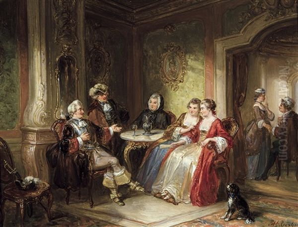 La Demande En Mariage Oil Painting by Henricus Engelbertus Reijntjens