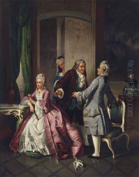 The Proposal Oil Painting by Henricus Engelbertus Reijntjens