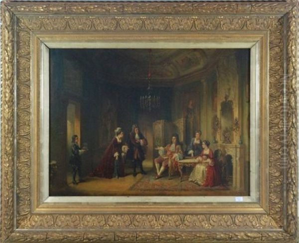 Scene D'interieur, Discussion Oil Painting by Henricus Engelbertus Reijntjens