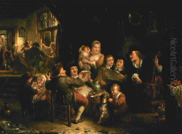 Wirtshausszene Mit Musikanten Oil Painting by Henricus Engelbertus Reijntjens