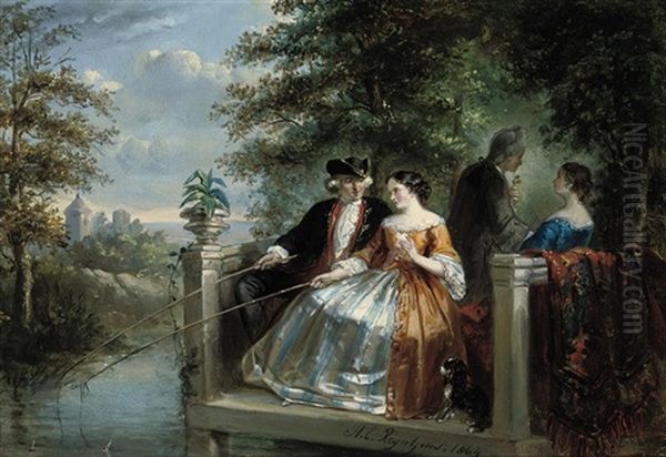 Romantic Pursuits Oil Painting by Henricus Engelbertus Reijntjens