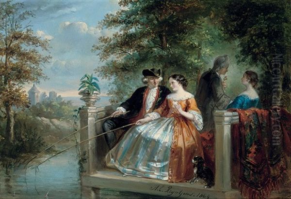 Romantic Pursuits Oil Painting by Henricus Engelbertus Reijntjens