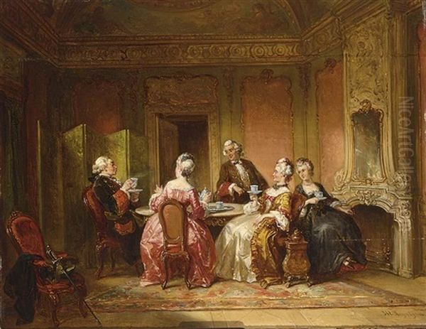 An Important Guest Oil Painting by Henricus Engelbertus Reijntjens