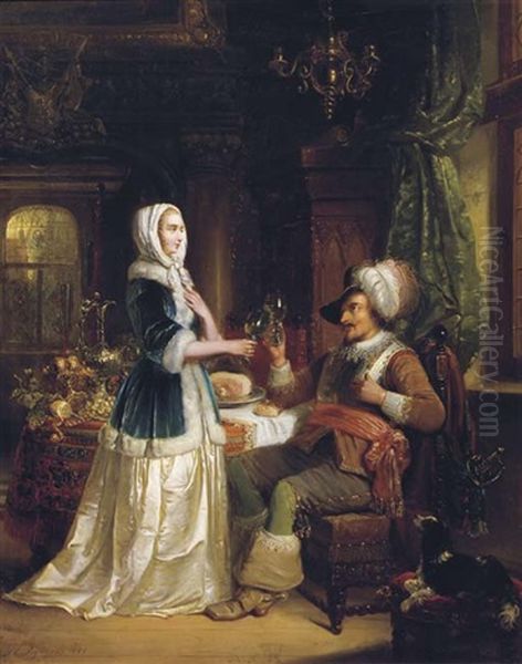 The Toast Oil Painting by Henricus Engelbertus Reijntjens