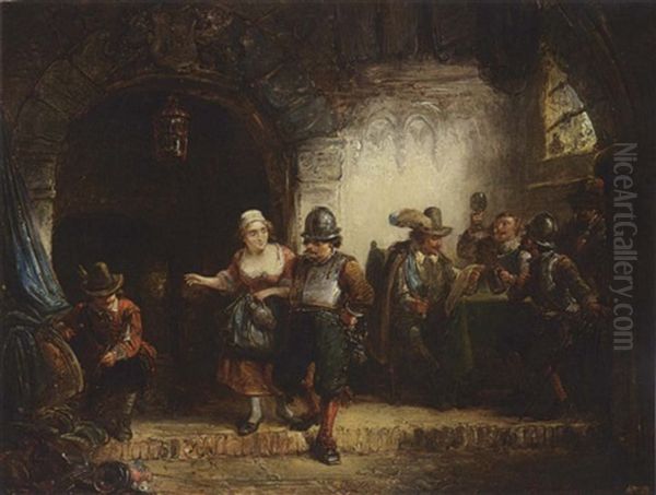 The Flirtation Oil Painting by Henricus Engelbertus Reijntjens