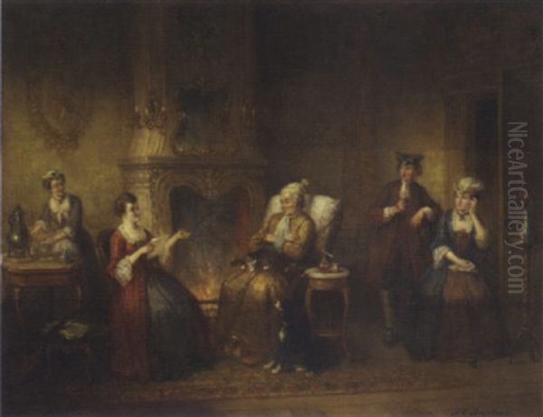 Reading The Letter Oil Painting by Henricus Engelbertus Reijntjens