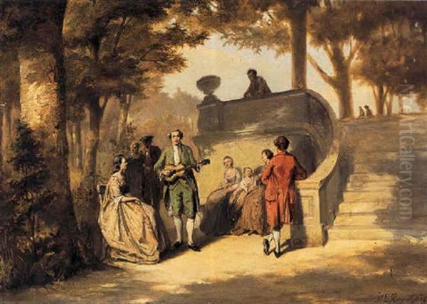 Galant Gezelschap Oil Painting by Henricus Engelbertus Reijntjens