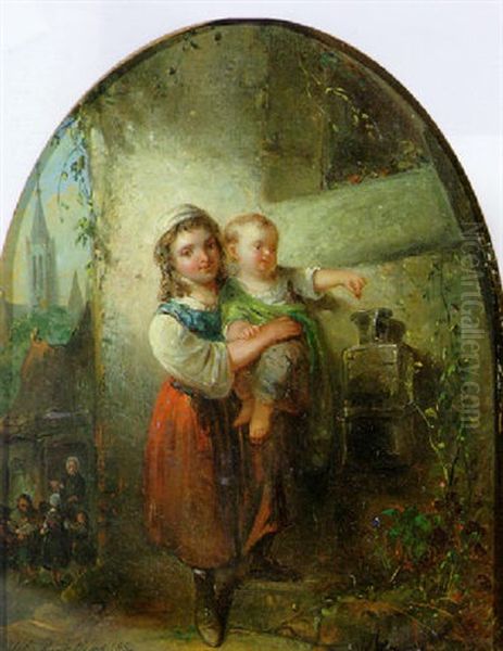 Charity Oil Painting by Henricus Engelbertus Reijntjens