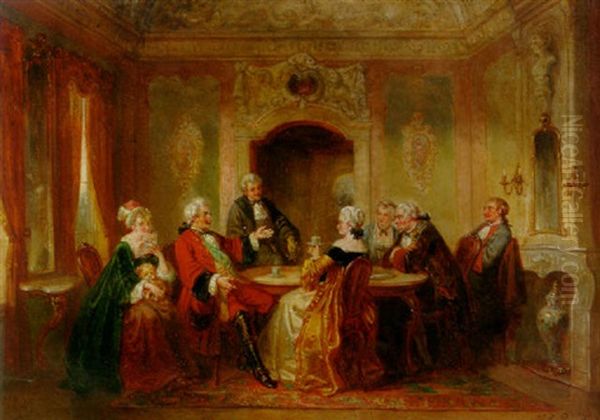 The Elegant Gathering Oil Painting by Henricus Engelbertus Reijntjens