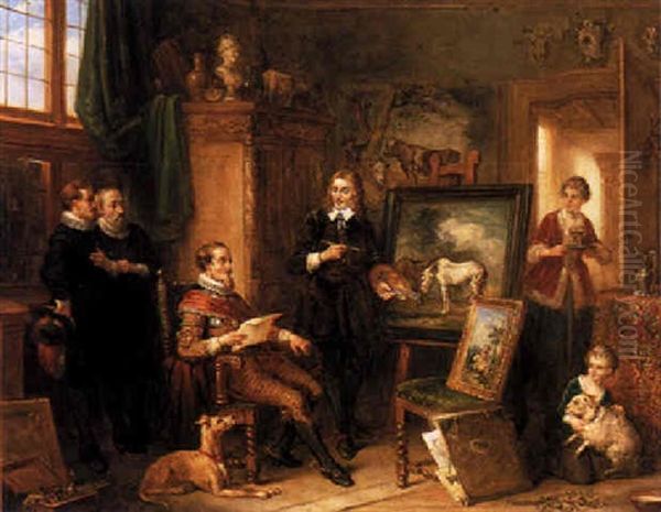 The Artist Showing His Work Oil Painting by Henricus Engelbertus Reijntjens