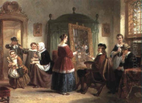 Jan Steen In His Studio Oil Painting by Henricus Engelbertus Reijntjens