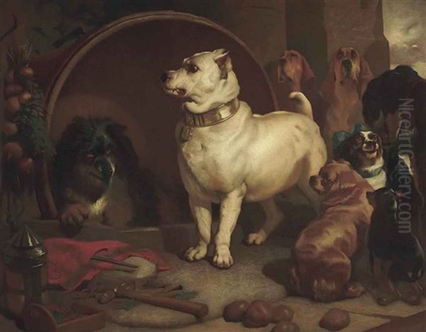 Alexander And Diogenes (after Sir Edwin Henry Landseer) Oil Painting by John Lewis Reilly