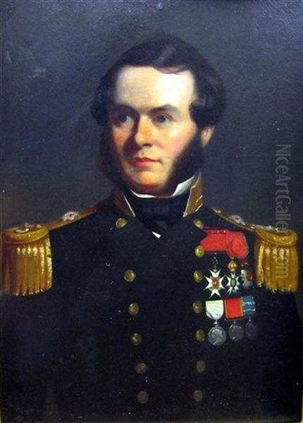 Arctic Explorer Sherard Osborn In Naval Uniform Oil Painting by John Lewis Reilly