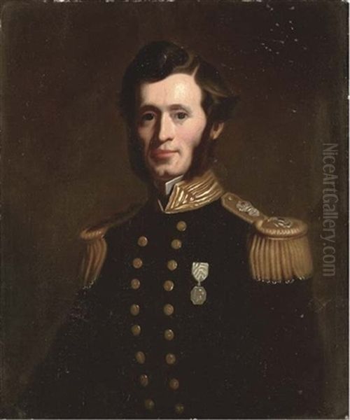 Admiral Sir Francis Leopold Mcclintock, Kcb, Frs In Naval Uniform, Wearing The Arctic Medal Oil Painting by John Lewis Reilly