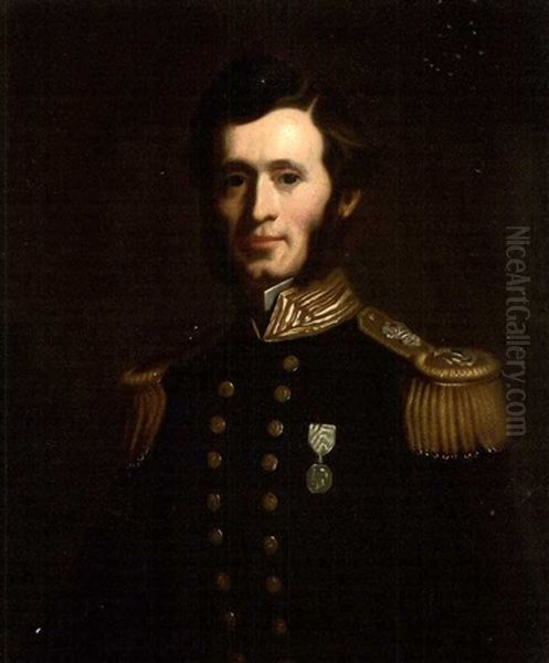 Admiral Sir Francis Leopold Mcclintock In Naval Uniform, Wearing The Artic Medal Oil Painting by John Lewis Reilly