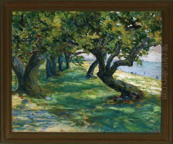 Tree Lined Path Near The California Coast Oil Painting by Marie Arentz Reimers