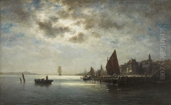 Hamnmotiv Oil Painting by Eimerich Johan Rein