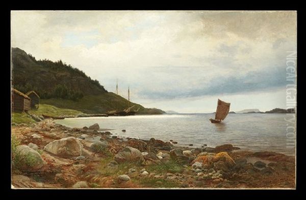 Ships In An Inlet Oil Painting by Eimerich Johan Rein