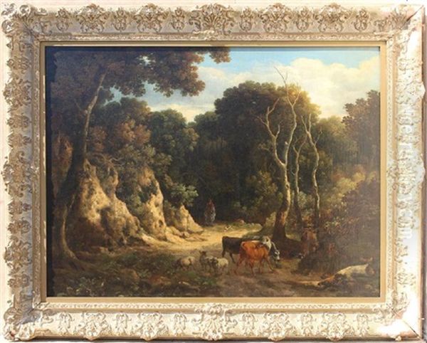 Wooded Landscape Oil Painting by Philipp Reinagle