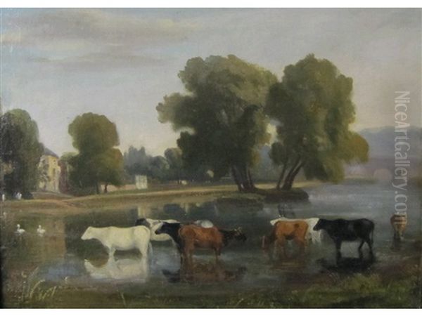 The Watering Place (sketch) Oil Painting by Philipp Reinagle