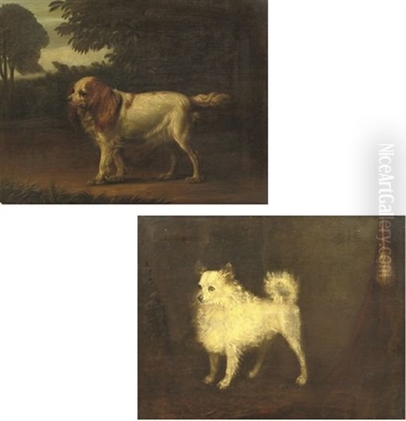 A Spaniel (queen Charlotte's Dog?) In A Landscape (+ Another; Set Of 2) Oil Painting by Philipp Reinagle