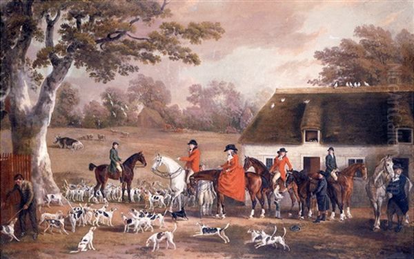 Meet In Dorsetshire With Hunting Portraits Of Mr. And Mrs. Francis Fane And Other Members Of The Hunt by Philipp Reinagle