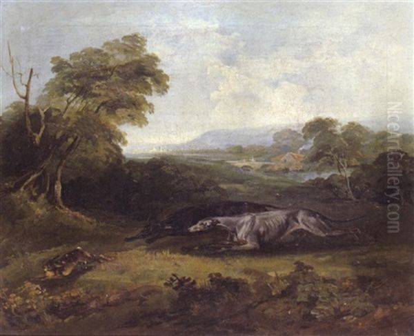 Colonel Thornton's Two Celebrated Greyhounds Oil Painting by Philipp Reinagle