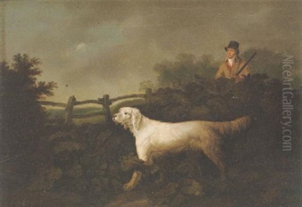 A White Setter And A Sportsman Oil Painting by Philipp Reinagle