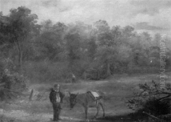 A Pastoral Scene With Figure And Donkey Oil Painting by Philipp Reinagle