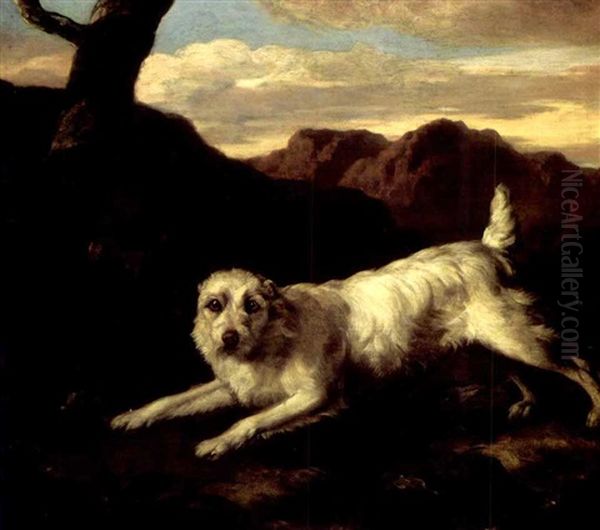 A White Dog In A Landscape by Philipp Reinagle