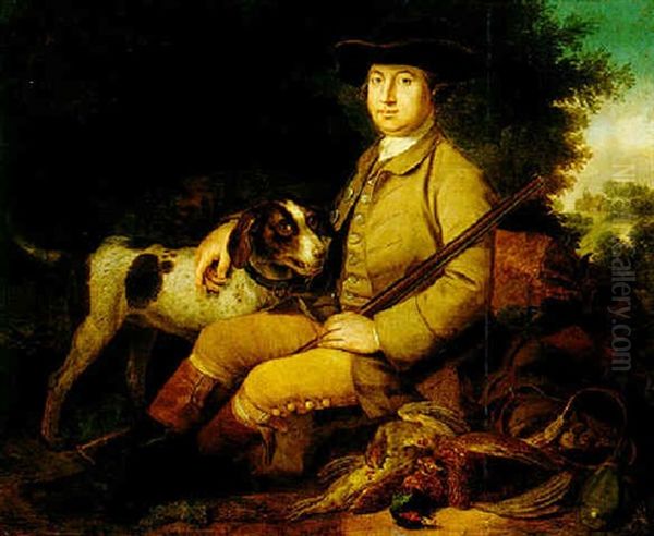 Portrait Of A Gentleman With His Hound And Bag Of Game Oil Painting by Philipp Reinagle