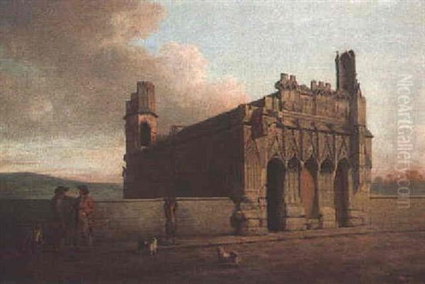 View Of Old Wakefield Bridge And King Edward's Chapel From The West Oil Painting by Philipp Reinagle