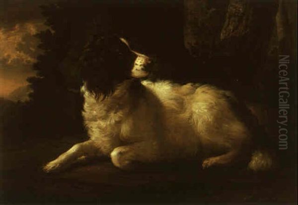 Spaniel In A Landscape Oil Painting by Philipp Reinagle