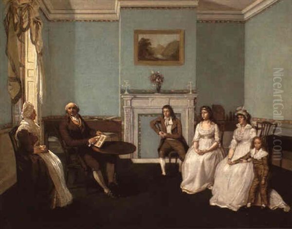 John Middleton With His Family In His Drawing Room Oil Painting by Philipp Reinagle