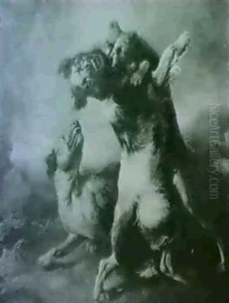 Fighting Dogs Oil Painting by Philipp Reinagle