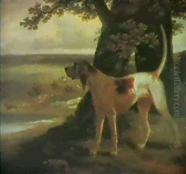 A Stag Hound Of The Royal Pack Under A Tree At Windsor Oil Painting by Philipp Reinagle