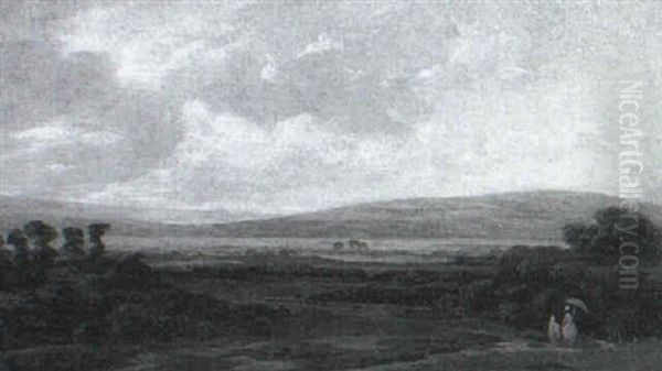 A View Of The Isle Of Wight From Southampton With Figures   In The Forground Oil Painting by Philipp Reinagle