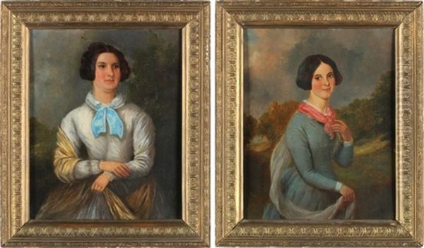 Portraits (pair) Oil Painting by Ramsay Richard Reinagle